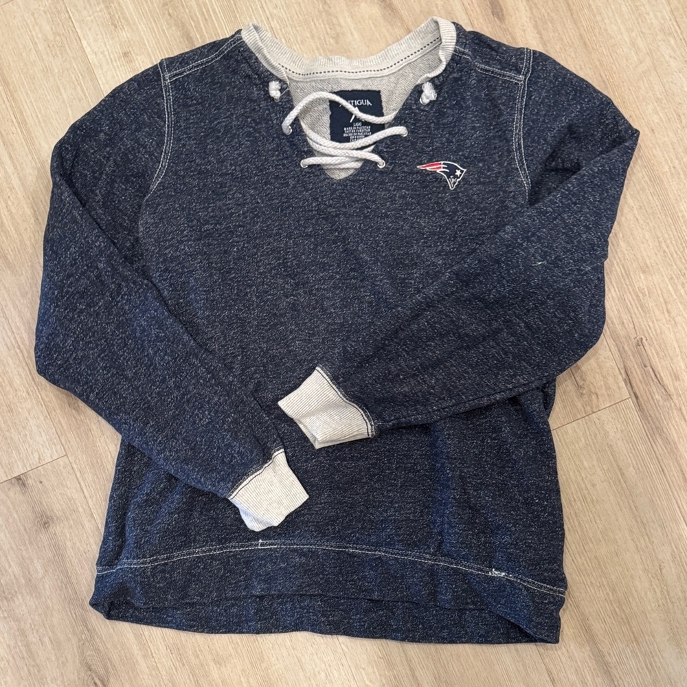NFL New England Patriots Navy and Cream Lace-Up Sweatshirt